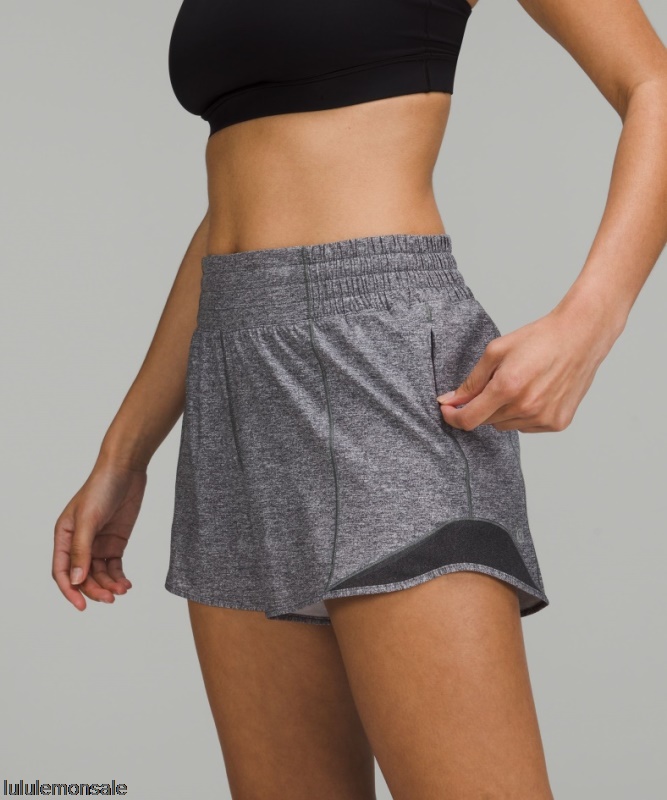 Lululemon Damen DELULU270 | Hotty Hot High-rise Lined Short 4 Heather Lux Multi Black